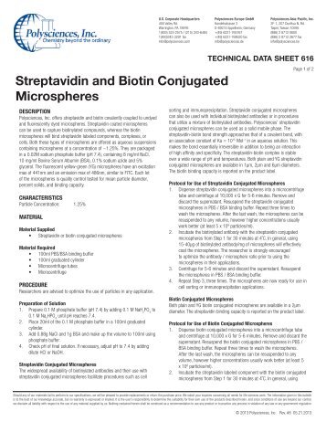 Streptavidin and Biotin Conjugated Microspheres - Polysciences, Inc.