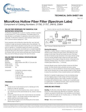 MicroKros Hollow Fiber Filter (Spectrum Labs) - Polysciences, Inc.