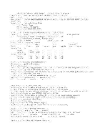 Material Safety Datasheet 18894 (PDF) - Polysciences, Inc.