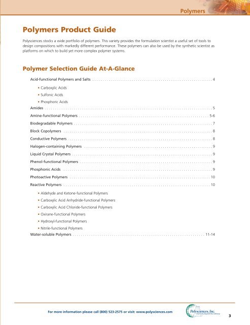 Polymers Product Guide