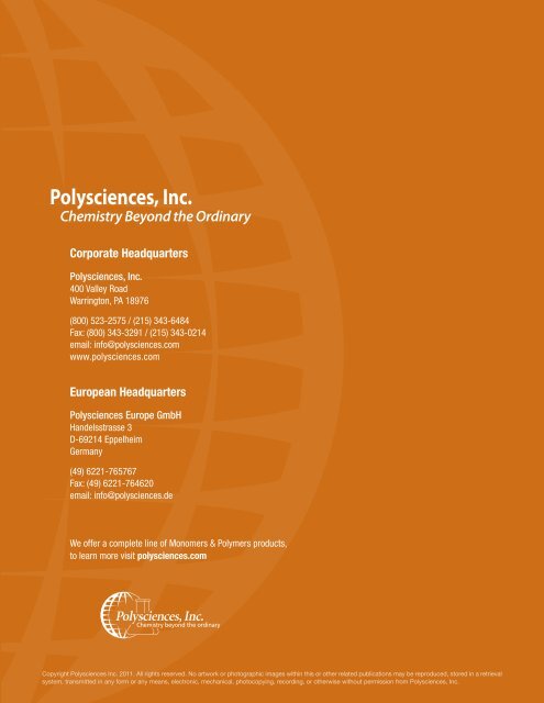 Polymers Product Guide - Polysciences, Inc.