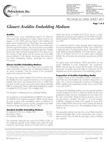 Page 1 of 2 Glauert Araldite Embedding Medium - Polysciences, Inc.