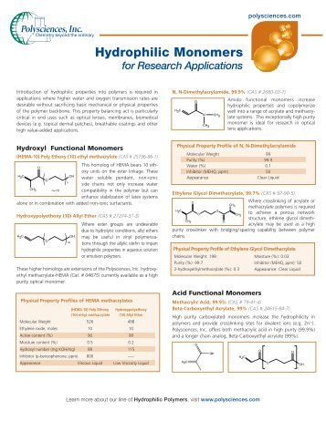 Hydrophilic Monomers - Polysciences, Inc.