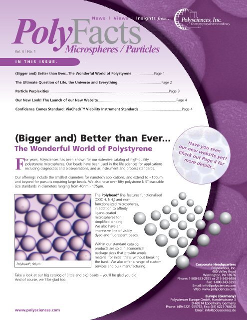 PolyFacts - Microspheres/Particles - Polysciences, Inc.