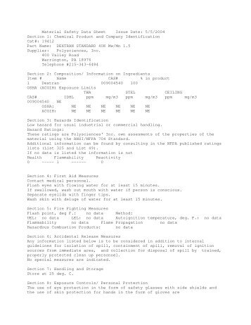 Material Safety Datasheet 19412 (PDF) - Polysciences, Inc.