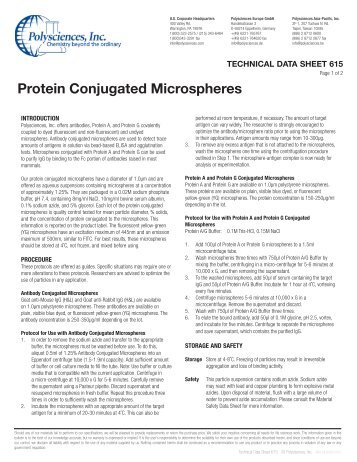 Data Sheet #615: Protein Conjugated ... - Polysciences, Inc.