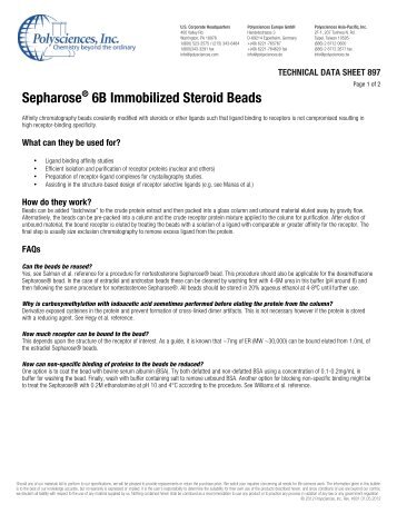 SepharoseÂ® 6B Immobilized Steroid Beads - Polysciences, Inc.