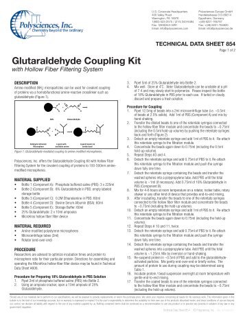 Glutaraldehyde Coupling Kit with Hollow Fiber ... - Polysciences, Inc.