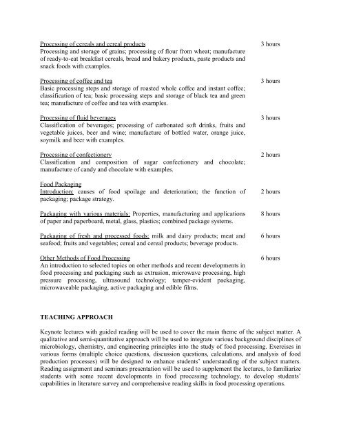 TITLE : FOOD PROCESSING II DEPT/CODE : ABCT4013 CREDIT ...