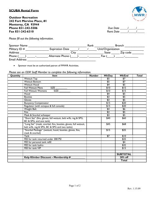 Download Equipment Checkout Form.