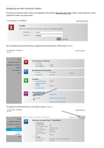 Pomagam.net Konfiguracja sieci WiFi Technicolor TG589vn.