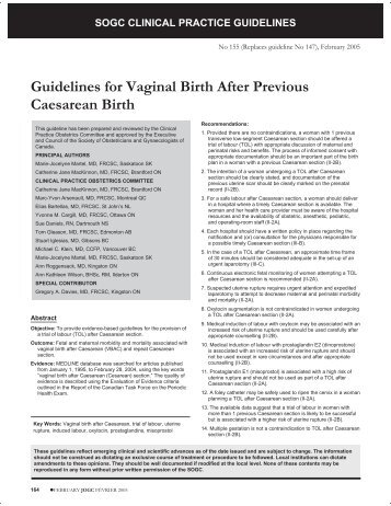 SOGC: VBAC Guidelines - Pomegranate Community Midwives