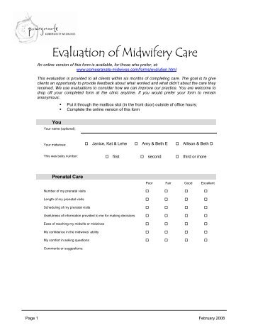 Evaluation Form PDF - Pomegranate Community Midwives