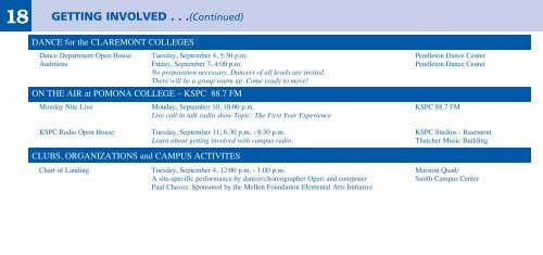 Student Orientation Schedule [pdf] - Pomona College