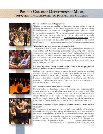 FAQs for Prospective Music Students [pdf] - Pomona College