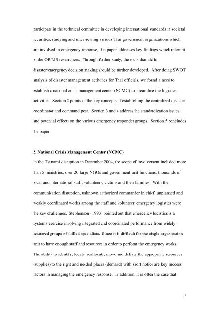 Efficacy of International Standards on Logistics in Disaster - POMS