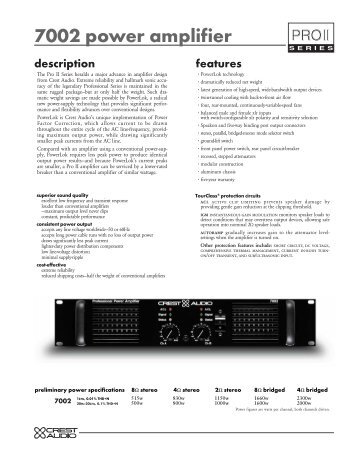 7002 power amplifier - Crest Audio