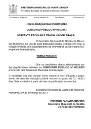 Edital de Homologação das Inscrições - Prefeitura Municipal de ...
