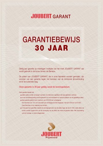 30 jaar garantie certificaat (PDF) - Pontmeyer