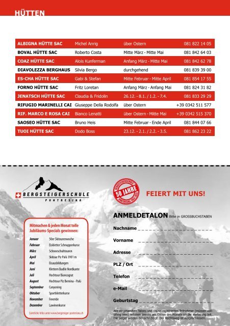 Winterprogramm 2012/13 Bergsteigerschule Pontresina