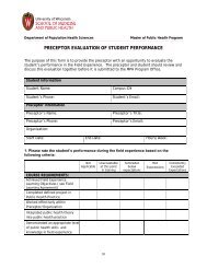 preceptor evaluation of student performance - Department of ...