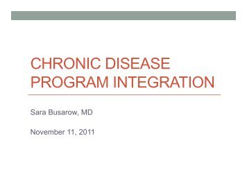 CHRONIC DISEASE PROGRAM INTEGRATION