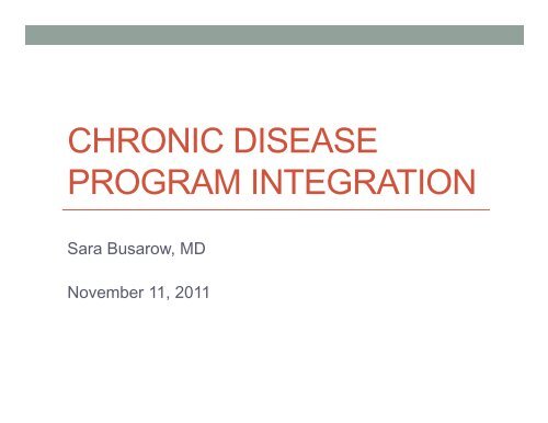Chronic Disease Program Integration