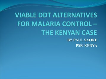 VIABLE DDT ALTERNATIVES FOR MALARIA CONTROL – THE ...