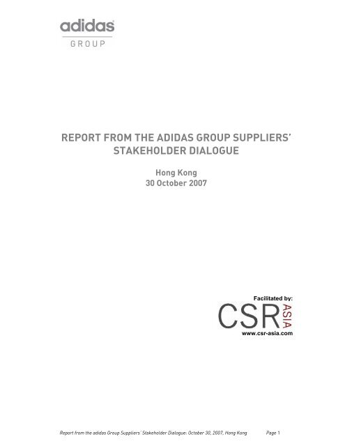 report from the adidas group suppliers' stakeholder dialogue