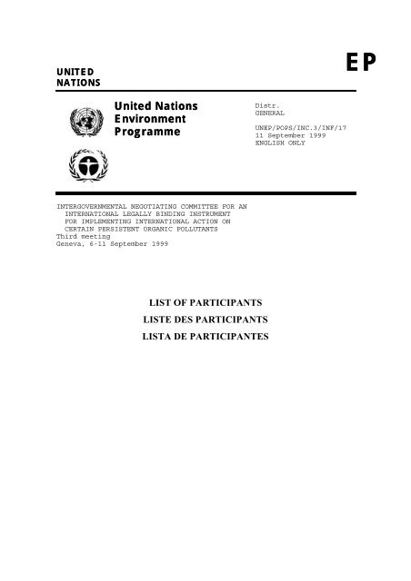 United Nations Environment Programme Unep Chemicals