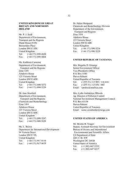 United Nations Environment Programme - UNEP Chemicals