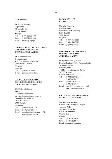 United Nations Environment Programme - UNEP Chemicals