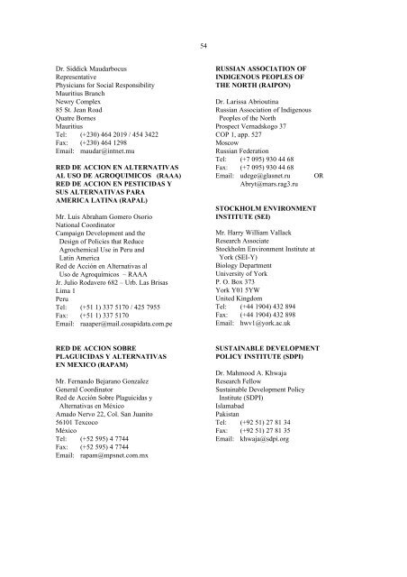 United Nations Environment Programme - UNEP Chemicals