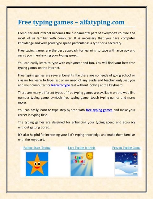 Best Free Typing Games - Kids and Adults