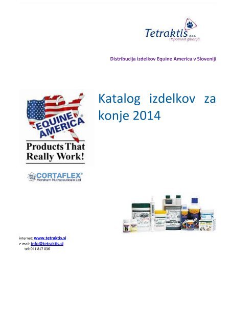 Katalog izdelkov Equine America za konje- Slovenija 2014