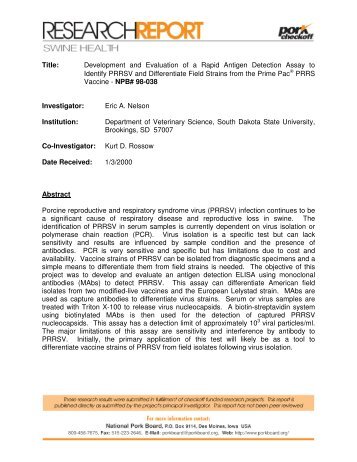 Development and Evaluation of a Rapid Antigen Detection Assay to ...