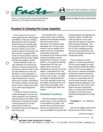 Procedures for Estimating Pork Carcass Composition