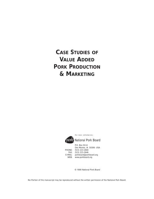 Case Studies of Value Added Production and Marketing