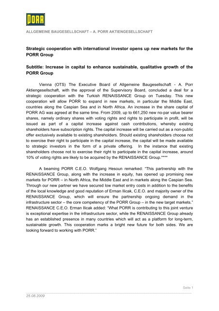 Press Release - PORR AG