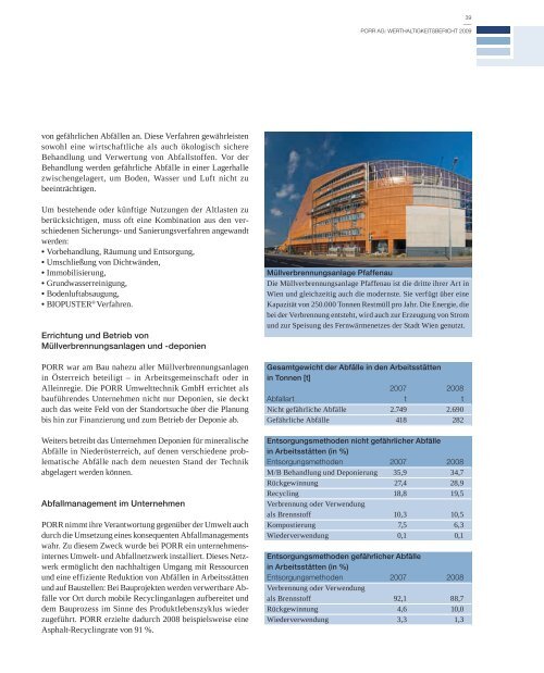 Werthaltigkeitsbericht 2009 - Porr