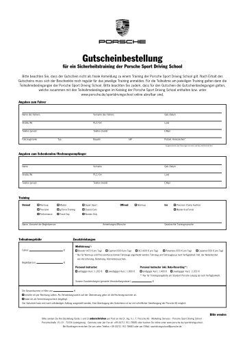 Download Bestellung Gutschein (PDF) - Porsche Zentrum Saarland