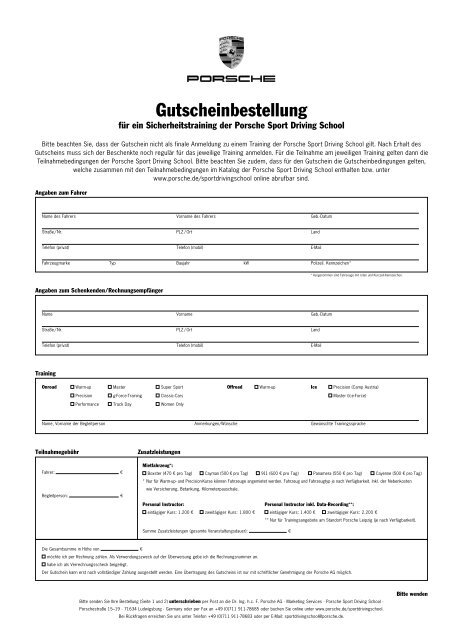 Download Bestellung Gutschein (PDF) - Porsche Zentrum Saarland