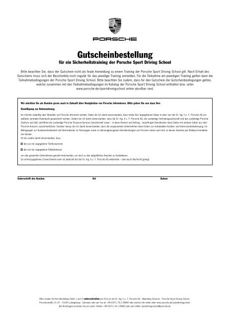 Download Bestellung Gutschein (PDF) - Porsche Zentrum Saarland