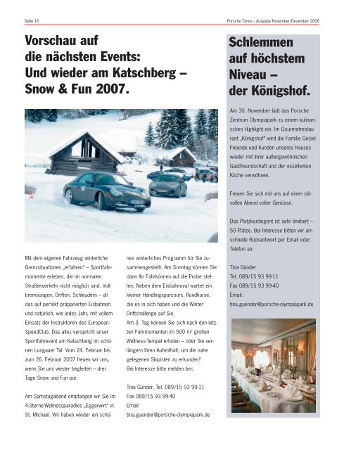 Ausgabe November/Dezember 2006 Porsche Times