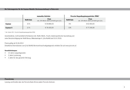 Cayman Preisliste (PDF) - Porsche