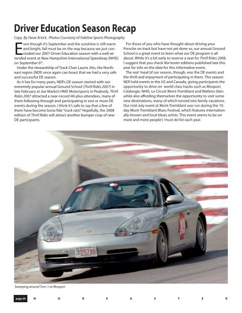 October 2007 - Porsche Club of America â Northeast Region