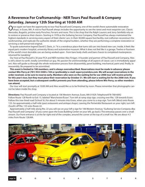 November 2007 - Porsche Club of America â Northeast Region