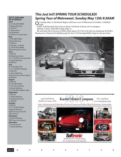 April 2013 - Porsche Club of America â Northeast Region