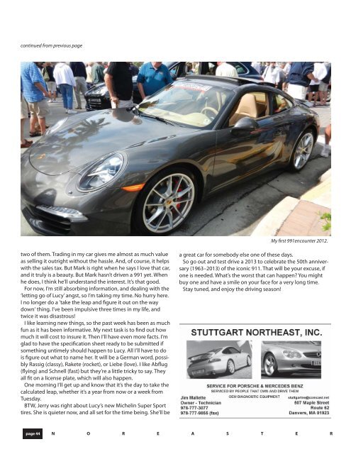 April 2013 - Porsche Club of America â Northeast Region