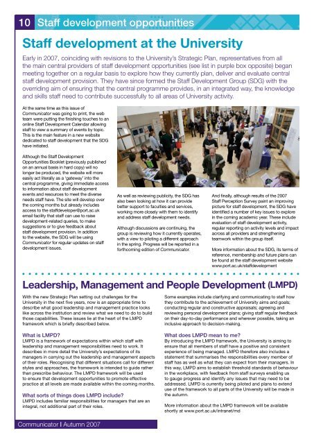 Communicator, Issue 19 - University of Portsmouth